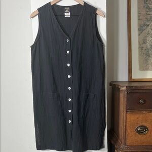 Black Sleeveless Button-Down Dress